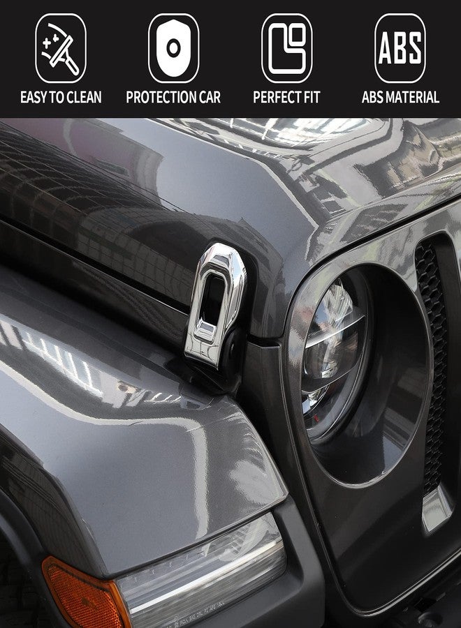 Voodonala for Jeep JL ABS Hood Latches Engine Buckle Bonnet Fastener Engine Cover Decor Trim Protction Cover for 2018-2025+ Jeep Wrangler JL JLU Gladiator JT Exterior Accessorie ABS Chrome 2pcs - Image 5